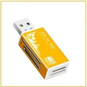 Resim Alaşım Kart Okuyucu 4 Bağlantı Noktalı Usb2.0 Mikro Sd Tf M2 Ms Pro Duo Mmc Altın 