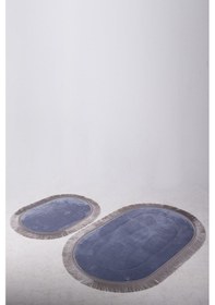 Resim Bonny Home Pera Gri 2'li Banyo Paspası Seti Kaymaz Tabanlı Saçakl Gri 