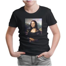 Resim Mona Lisa Siyah Çocuk Tshirt 