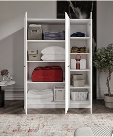 Resim Mdf 3 Kapaklı Bazalı 9 Bölmeli Yüklük-dolap Tamamen Mdf Dolap 