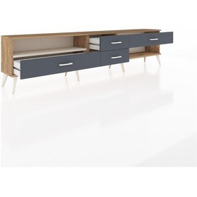 Resim Arges Tv Ünitesi Tek Raflı 4 Çekmeceli 220x30x51 Çam-aytaşı/antrasit Aytası/antrasıt - Atlas Çam 