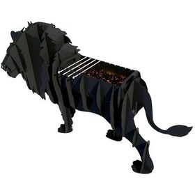 Resim Aslan Mangal, Metal Aslan Şeklinde Mangal, Kömürlü Barbekü, Dekoratif Heykel Ml-02 