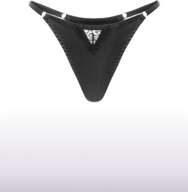Resim Wildy Siyah Saf İpek ve Dantel Tanga - M / Black 