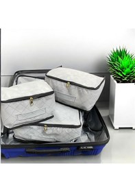 Resim 3'lü Valiz Düzenleyici Bavul İçi Organizer Set Seyahat Hurcu Gri 