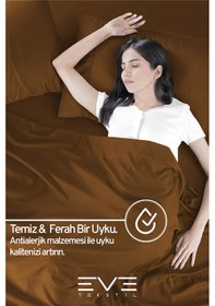 Resim Eve Tekstil Fitted Yüksek Kaliteli Penye Kumaş Tek Kişilik Lastikli Çarşaf Kahverengi 