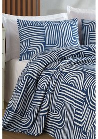 Resim Doğal Pike Baskılı Tek Kişilik Line Art Mavi Mavi 