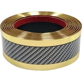 Resim Cloudstore Karbon Fiber Desenli Evrensel Araç Eşiği Koruma Şeridi - Altın Kaput Ayna Çerçeve Kaplama 