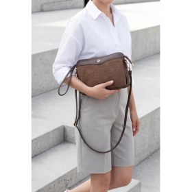 Resim Marjin Kadın Fermuarlı Iç Cepli Clutch Çapraz Askılı El ve Omuz Çantası Faris Kahve 