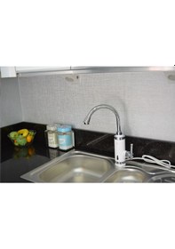 Resim Elektrikli Sıcak Musluk Ani Su Isıtıcı Termal Şofben Musluk Asg4b Beyaz 