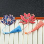 Resim Lotus temalı yaratıcı edebiyat boş metal kitap ayracı, metal yaprak damarlı edebiyat kitap ayracı okumayı bir sanata dönüştürür, kitap okuyan meraklılar için ideal okuma aksesuarları 