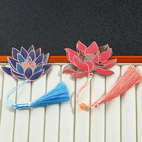 Resim Lotus temalı yaratıcı edebiyat boş metal kitap ayracı, metal yaprak damarlı edebiyat kitap ayracı okumayı bir sanata dönüştürür, kitap okuyan meraklılar için ideal okuma aksesuarları 