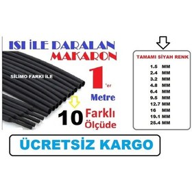 Resim Isıyla Daralan Makaron Kablo Seti (10 Çeşit 1 Er Metre Siyah ) 