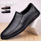 Resim Clohoo Marka İki Katmanlı Gerçek Deri Erkek Ayakkabı, Kauçuk Tabanlı Slip-On İş ve Günlük Kullanım Loafers, Yumuşak Taban Ofis ve Casual Ayakkabı 
