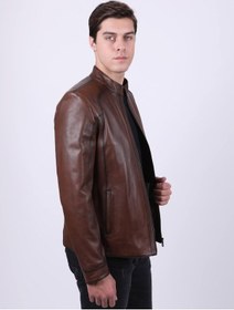 Resim New Zaya Leather Erkek Açık Kahverengi Hakiki Deri Ceket-Altın (466895350) Altın 