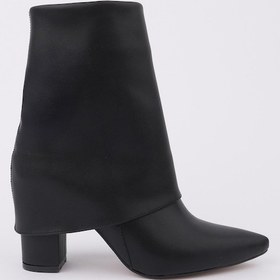 Resim Muggo İmpera Sivri Burun Kalın Topuklu Fermuarlı Kadın Bot Siyah 