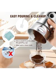 Resim Mini Baharat Kahve Öğütücü Elektrikli 10s Hızlı Öğütücü Çok İşlevli Parçalama Makinesi Kuru Tahıl Değirmeni Baharat Tohumları Pirinç Çekirdeği Çeşniler İçin Gümüş, 110v Siyah 