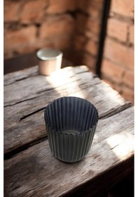 Resim Renkli Optik Desenli El İşçiliği Silindir Cam Vazo En 10x10cm Mumluk Obje Aksesuar Dekoratif Saksı Açık Mavi 