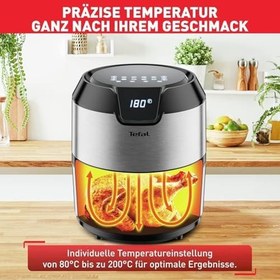 Resim Tefal Ey401D Easy Fry Deluxe Sıcak Hava Fritözü, Paslanmaz Çelik/Siyah, 1500 Watt, 4 L Kapasite, 6 Porsiyona Kadar 