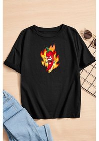 Resim Uyguntarz Çocuk Cartoon Face Pamuklu Tshirt Antrasit 