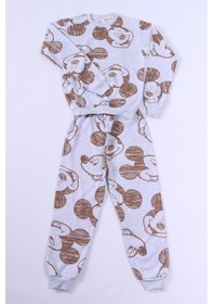Resim Hçm Erkek Çocuk Pijama Takımı Şardonlu Mickey Mouse Baskılı Ribanalı E27 Gri 