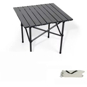 Resim Orta Boy Siyah Katlanır Kamp Masası Piknik Seti Çanta Masa Siyah 