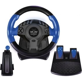 Resim Force Corby FX95T G 270° Titreşimli 7'si 1 Arada Siyah Yarış Direksiyon Seti – PC ve Oyun Konsolu ile Uyumlu 