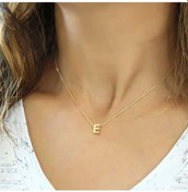Resim Gumush Gümüş Gold 3 Boyutlu E Harf Kadın Kolye 