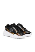 Resim Versace Kadın Speedtrack Dis. SC7 Fileli Barok Desenli Rugan Detaylı Sneaker - Siyah/Gold 