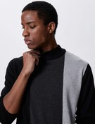 Resim Basic Triko Kazak Yarım Balıkçı Yaka Dar Kesim Renk Bloklu 