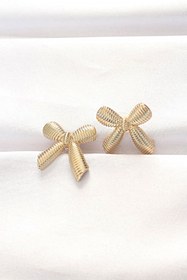 Resim NETWORK ART Pirinç Gold Renk Fiyonk Küpe - Lisinya 