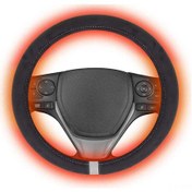 Resim Yunboo 12v Hızlı Isıtıcı Direksiyon Kılıfı - 14.5-15.5 İnç, Universal Araçlar İçin, Plüsh Malzeme, Soğuk Mevsim Konforu 