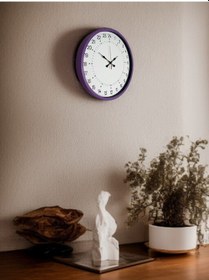 Resim 36 Cm Mor 24 Saat Göstergeli Özel Tasarım Duvar Saati Açık 