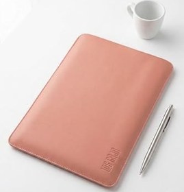 Resim Minimalist 16 İnç Laptop Kılıfı, Vegan Deri, Su İtici Özellikli, Bilgisayar Notebook Laptop Çantası (Toz Pembe, 16 İnç) 
