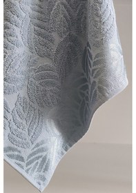 Resim 2'li Jakarlı Yaprak Desenli %100 Pamuk El Yüz Havlusu-50x90cm Acıkmavı Açık Mavi 