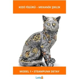 Resim Steampunk Tasarımlı Polyester Kedi Figürü 1 Adet 