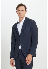 Resim Erkek Antrasıt Slim Fit Dar Kesim Mono Yaka Çizgili Takım Elbise Antrasit 
