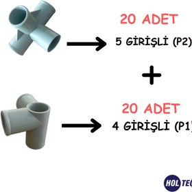 Resim HOLTECH Plastik Bez Dolap Bağlantı Aparatı ( 5 Girişli 20 Adet P2 ) ve ( 4 Girişli 20 Adet P1 ) 