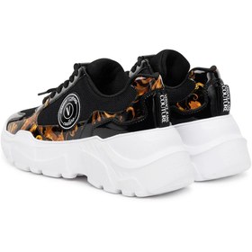 Resim Versace Kadın Speedtrack Dis. SC7 Fileli Barok Desenli Rugan Detaylı Sneaker - Siyah/Gold 