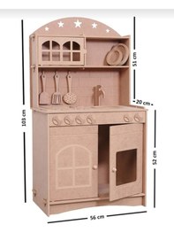 Resim Ahşap Mdf 2 Kapaklı Montessori Eğitici Oyuncak Mutfak Seti 