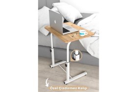 Resim Depolife Yükseklik Ayarlı Laptop Sehpası Kahvaltı Ders Çalışma Bilgisayar Ofis Yemek Çocuk Masası Metal Ayak 