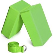 Resim Fortunelane 2 Adet Eva Blok & 1 Yoga Kemer - Pilates & Meditasyon İçin Denge Ve Esneklik, 