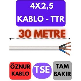 Resim Öznur 4x2,5 Ttr Kablo Metre Seçenekli Beyaz - 30 Metre 