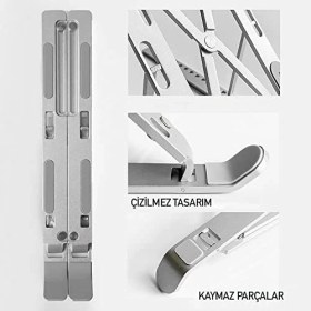 Resim Taşınabilir Laptop Stant Bilgisayar Stant Notebook Stant Tüm Laptoplarla Uyumlu Bilgisayar Standı Taşınabilir Metal Kaymaz Stant Dizüstü Bilgisayar Stantları Stantı 