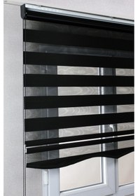 Resim Etekli Siyah Düz Zebra Kaliteli Güneşlik Stor Perdeler 