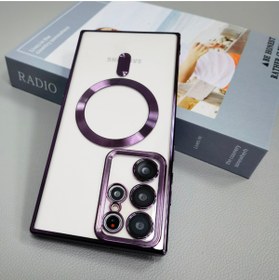 Resim m.tk moveteck Samsung Galaxy S23 Ultra Kılıf Kamera Lens Korumalı Yumuşak Metalik Magsafe Şarjlı Zrıh 