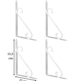 Resim Hobidabi 4 Adet Beyaz 15.5X11 Ferforje Raf Altı Metal L Ayak 
