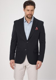 Resim Frappoli Jasino Svr Erkek Lacivert Pamuklu Likralı Slim Fit Örme Esneyen Sivri Yaka Casual Blazer Ceket 