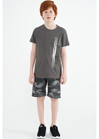 Resim Tommylife Tommy Life Koyu Gri Yazı Baskılı O Yaka Standart Kalıp Erkek Çocuk T-shirt - 11119 Koyu Gri 