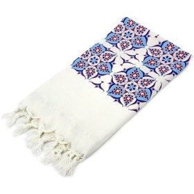 Resim Anadolu Desen Çini Baskılı Pamuk Bambu Peştemal 