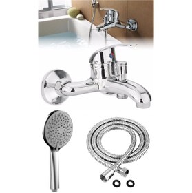 Resim Sıcak Soğuk Mix Banyo Çeşme Hortum Ve Başlık Banyo Duş Bataryası Krom 